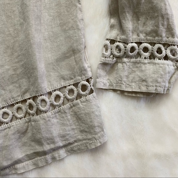 Carla Conti Italian Linen Swing Jacket Cardigan Crochet Accent - Picture 4 of 8